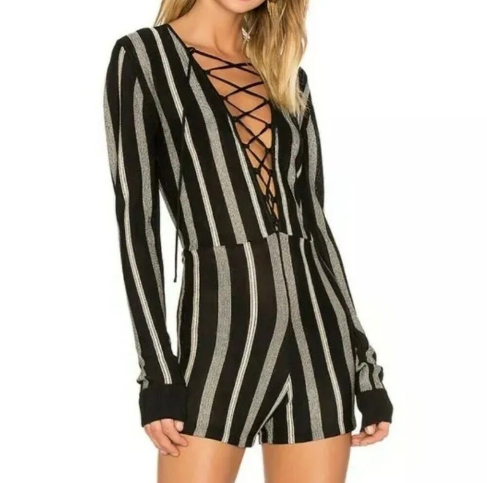 NBD Rae Metallic Romper, S